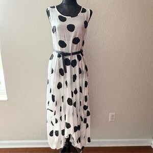 Patrizia Luca Polka Dots Maxi Dress Size M Black/White Bubble Hem -‎ Lagenlook